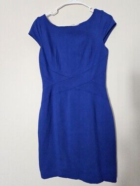 White House Black Market Cobalt Blue Cap-Sleeve Sheath Dress
